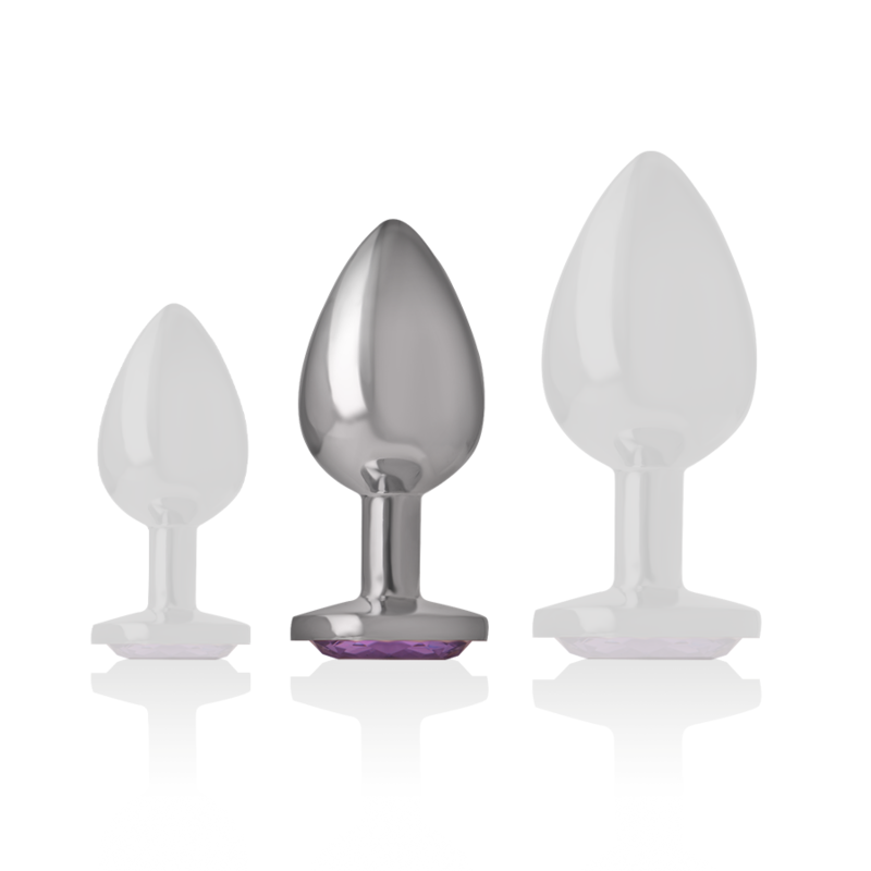 INTENSE - ALUMINUM METAL ANAL PLUG WITH VIOLET CRYSTAL SIZE M INTENSE ANAL TOYS
