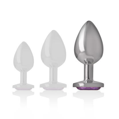 INTENSE - ALUMINUM METAL ANAL PLUG WITH VIOLET CRYSTAL SIZE L INTENSE ANAL TOYS