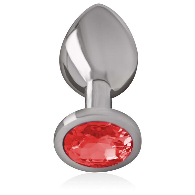 INTENSE - METAL ANAL PLUG WITH RED CRYSTAL SIZE M - ToysByMonk