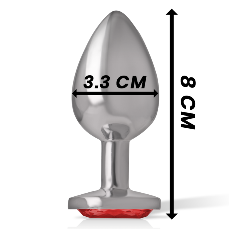 INTENSE - METAL ANAL PLUG WITH RED CRYSTAL SIZE M - ToysByMonk