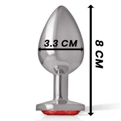 INTENSE - METAL ANAL PLUG WITH RED CRYSTAL SIZE M - ToysByMonk