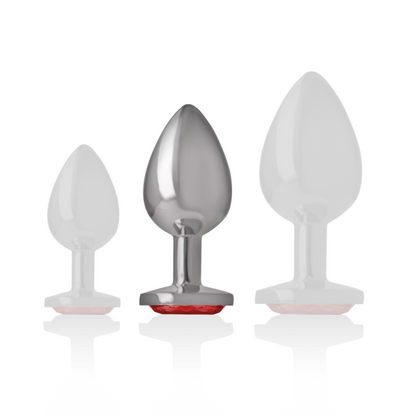 INTENSE - METAL ANAL PLUG WITH RED CRYSTAL SIZE M - ToysByMonk