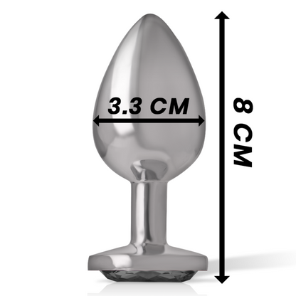 INTENSE - ALUMINUM METAL ANAL PLUG WITH BLACK GLASS SIZE M INTENSE ANAL TOYS
