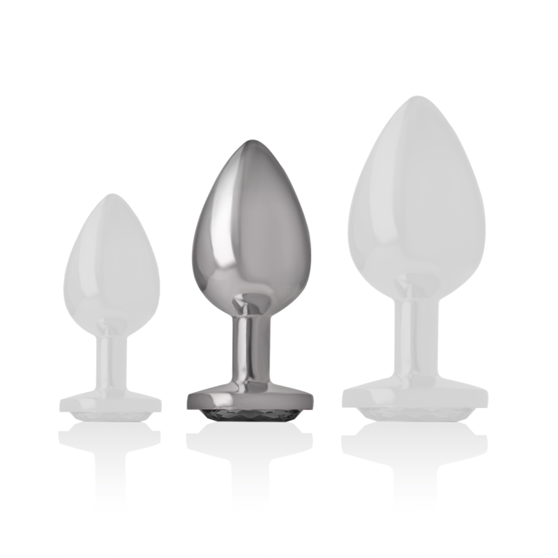 INTENSE - ALUMINUM METAL ANAL PLUG WITH BLACK GLASS SIZE M INTENSE ANAL TOYS