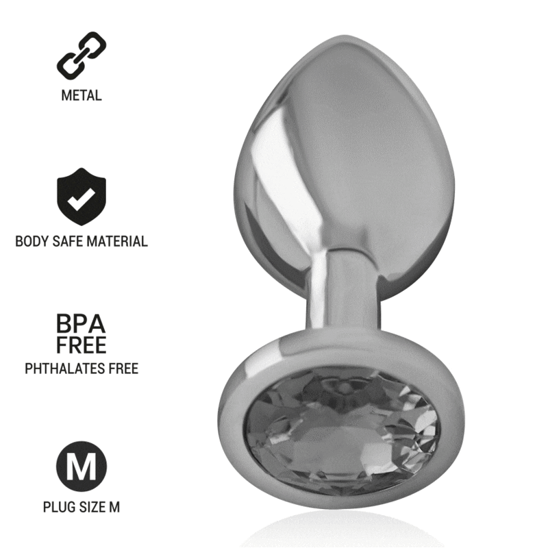 INTENSE - ALUMINUM METAL ANAL PLUG WITH BLACK GLASS SIZE M INTENSE ANAL TOYS