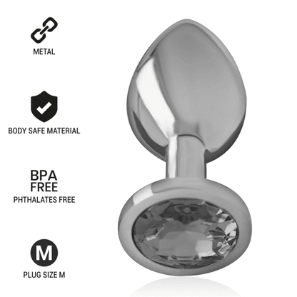 INTENSE - ALUMINUM METAL ANAL PLUG WITH BLACK GLASS SIZE M INTENSE ANAL TOYS