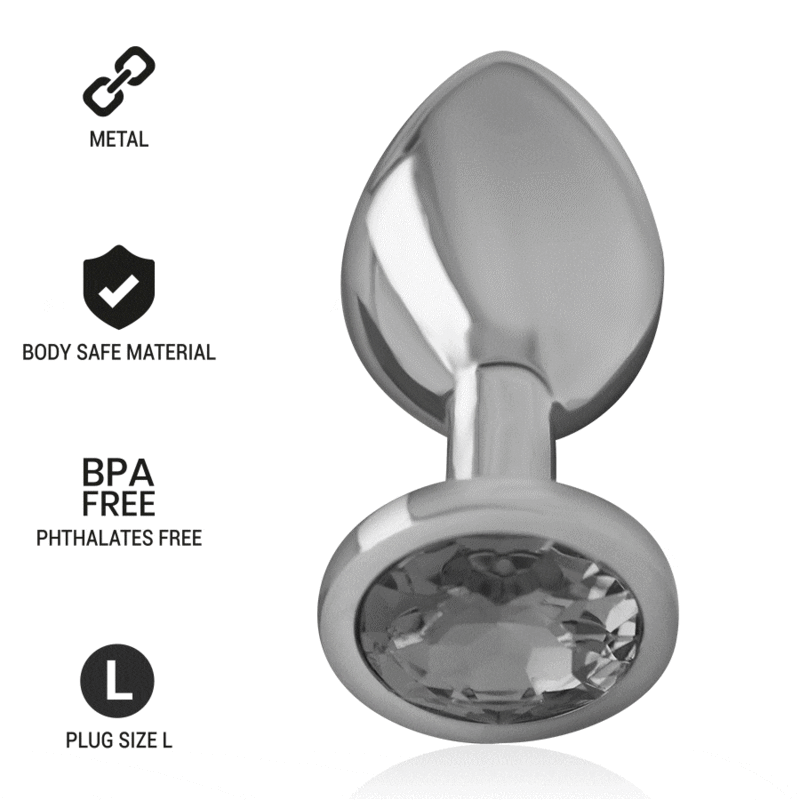 INTENSE - ALUMINUM METAL ANAL PLUG WITH BLACK GLASS SIZE L - ToysByMonk