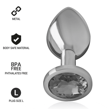 INTENSE - ALUMINUM METAL ANAL PLUG WITH BLACK GLASS SIZE L - ToysByMonk