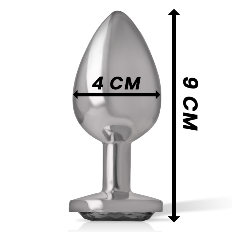 INTENSE - ALUMINUM METAL ANAL PLUG WITH BLACK GLASS SIZE L - ToysByMonk
