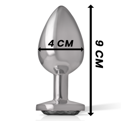 INTENSE - ALUMINUM METAL ANAL PLUG WITH BLACK GLASS SIZE L - ToysByMonk