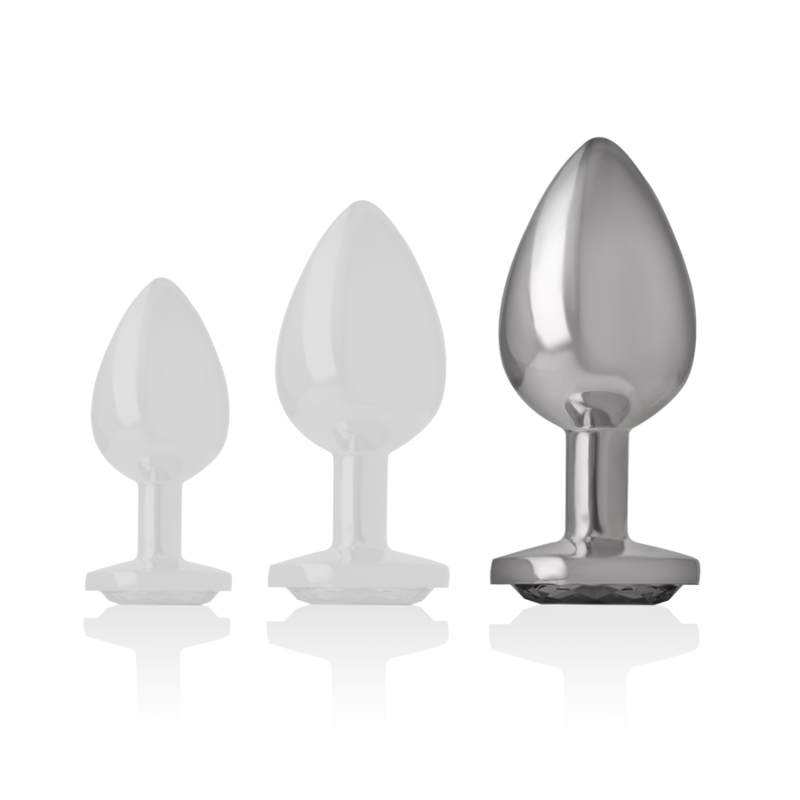 INTENSE - ALUMINUM METAL ANAL PLUG WITH BLACK GLASS SIZE L - ToysByMonk