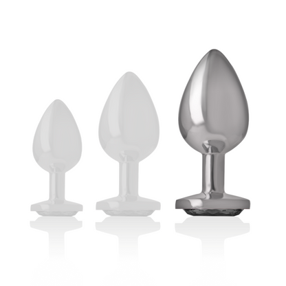 INTENSE - ALUMINUM METAL ANAL PLUG WITH BLACK GLASS SIZE L - ToysByMonk