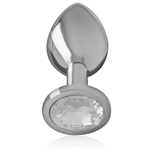 INTENSE - ALUMINUM METAL ANAL PLUG WITH SILVER CRYSTAL SIZE M INTENSE ANAL TOYS