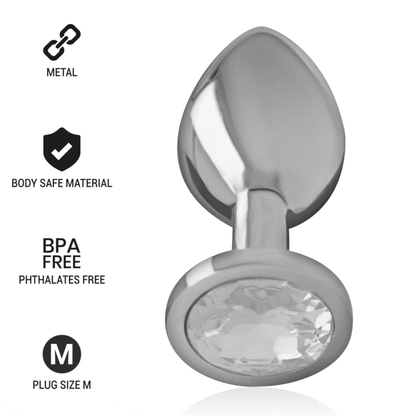 INTENSE - ALUMINUM METAL ANAL PLUG WITH SILVER CRYSTAL SIZE M INTENSE ANAL TOYS