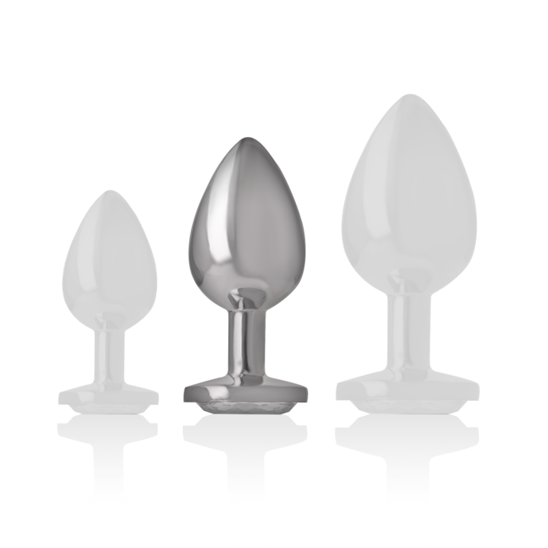 INTENSE - ALUMINUM METAL ANAL PLUG WITH SILVER CRYSTAL SIZE M INTENSE ANAL TOYS