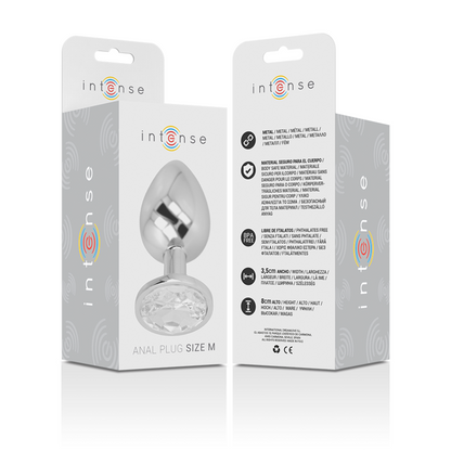 INTENSE - ALUMINUM METAL ANAL PLUG WITH SILVER CRYSTAL SIZE M INTENSE ANAL TOYS
