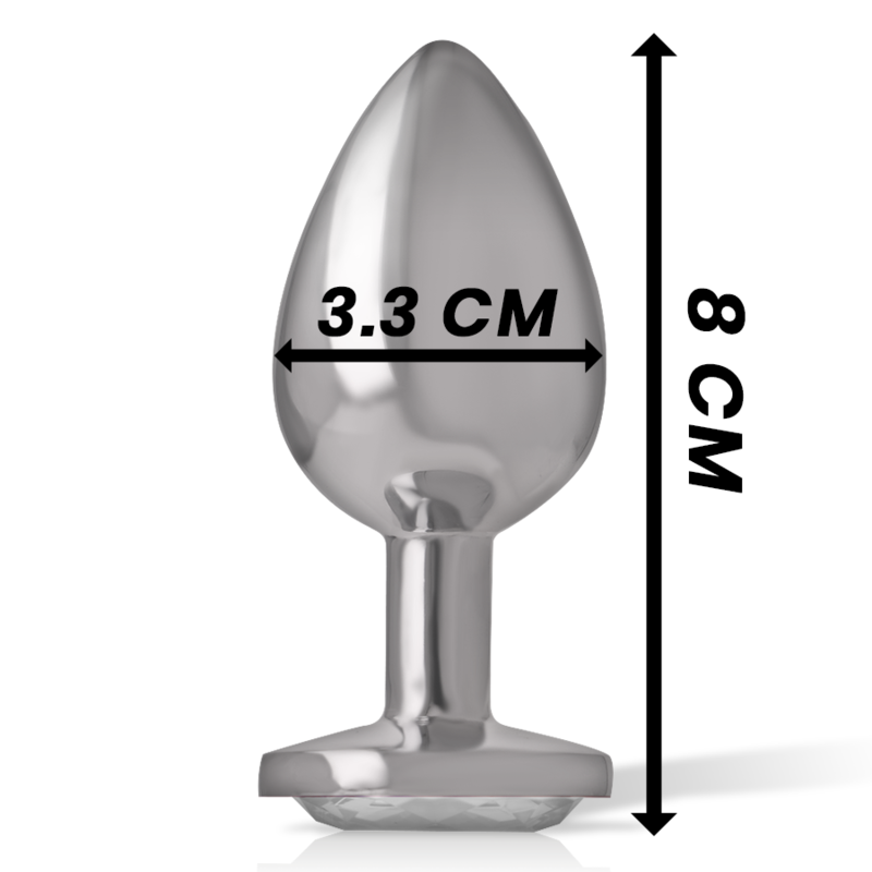 INTENSE - ALUMINUM METAL ANAL PLUG WITH SILVER CRYSTAL SIZE M INTENSE ANAL TOYS