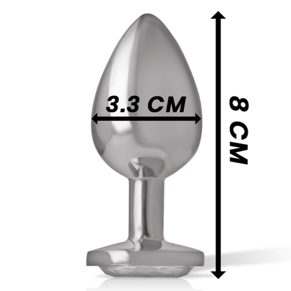 INTENSE - ALUMINUM METAL ANAL PLUG WITH SILVER CRYSTAL SIZE M INTENSE ANAL TOYS