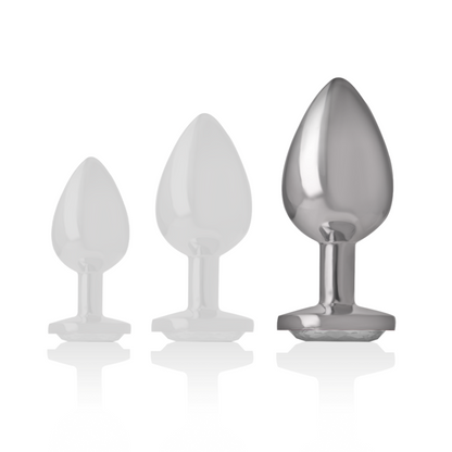 INTENSE - ALUMINUM METAL ANAL PLUG WITH SILVER CRYSTAL SIZE L - ToysByMonk