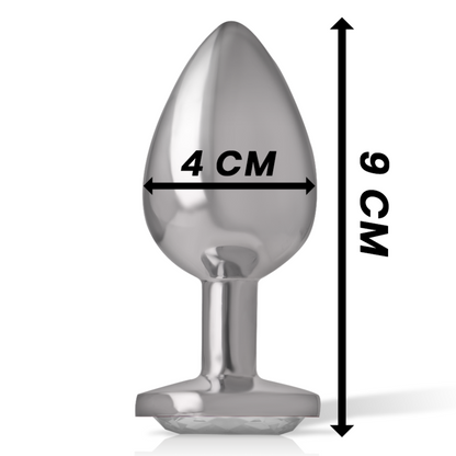 INTENSE - ALUMINUM METAL ANAL PLUG WITH SILVER CRYSTAL SIZE L - ToysByMonk