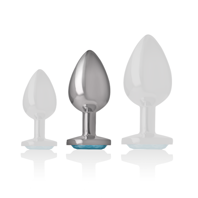 INTENSE - ALUMINUM METAL ANAL PLUG WITH BLUE GLASS SIZE M INTENSE ANAL TOYS