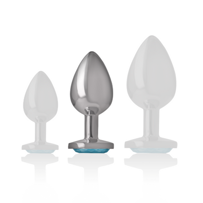 INTENSE - ALUMINUM METAL ANAL PLUG WITH BLUE GLASS SIZE M INTENSE ANAL TOYS