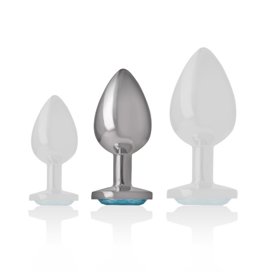 INTENSE - ALUMINUM METAL ANAL PLUG WITH BLUE GLASS SIZE M INTENSE ANAL TOYS