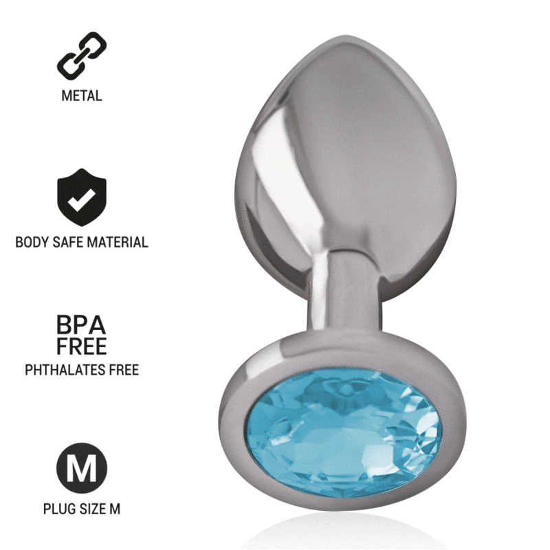 INTENSE - ALUMINUM METAL ANAL PLUG WITH BLUE GLASS SIZE M INTENSE ANAL TOYS