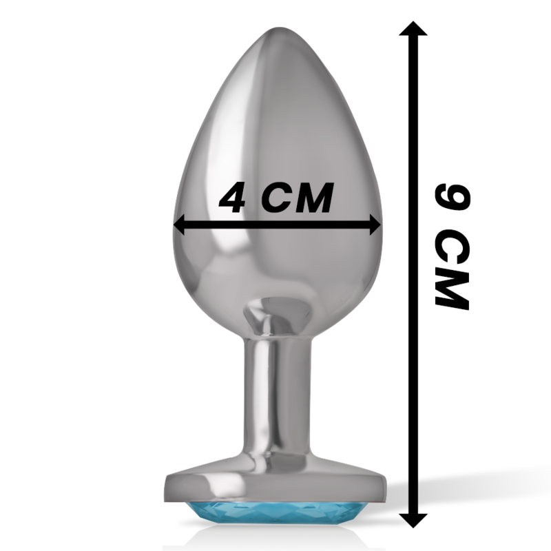 INTENSE - ALUMINUM METAL ANAL PLUG WITH BLUE CRYSTAL SIZE L - ToysByMonk