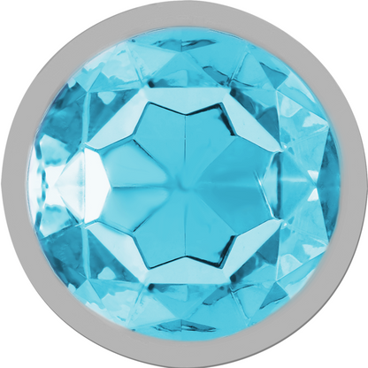 INTENSE - ALUMINUM METAL ANAL PLUG WITH BLUE CRYSTAL SIZE L - ToysByMonk