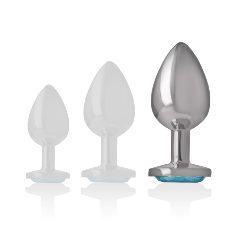 INTENSE - ALUMINUM METAL ANAL PLUG WITH BLUE CRYSTAL SIZE L - ToysByMonk