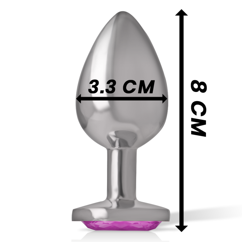 INTENSE - ALUMINUM METAL ANAL PLUG WITH PINK CRYSTAL SIZE M - ToysByMonk