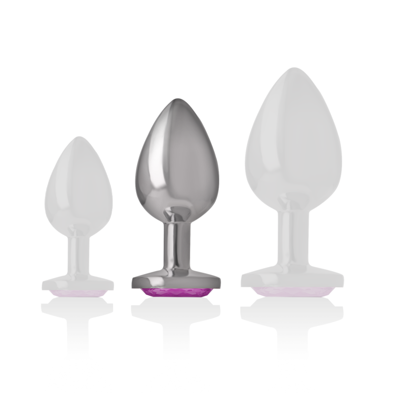 INTENSE - ALUMINUM METAL ANAL PLUG WITH PINK CRYSTAL SIZE M - ToysByMonk