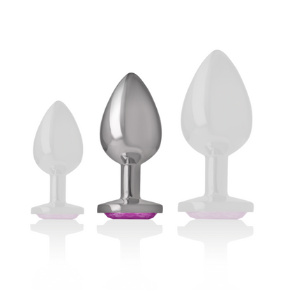 INTENSE - ALUMINUM METAL ANAL PLUG WITH PINK CRYSTAL SIZE M - ToysByMonk