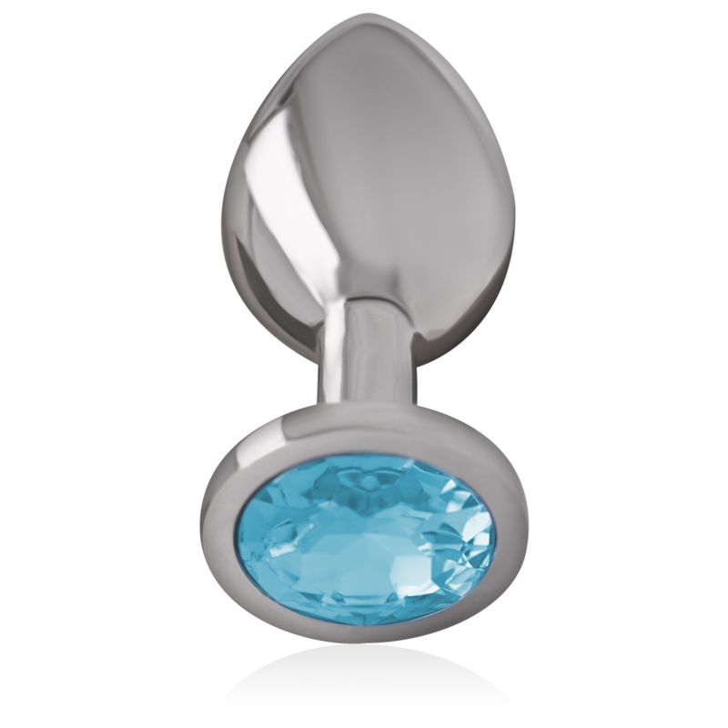 INTENSE - ALUMINUM METAL ANAL PLUG WITH BLUE CRYSTAL SIZE L - ToysByMonk