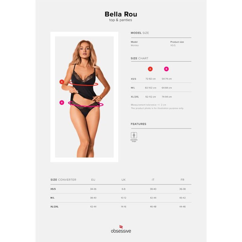 OBSESSIVE - BELLA ROU TOP & PANTIES XS/S OBSESSIVE SETS