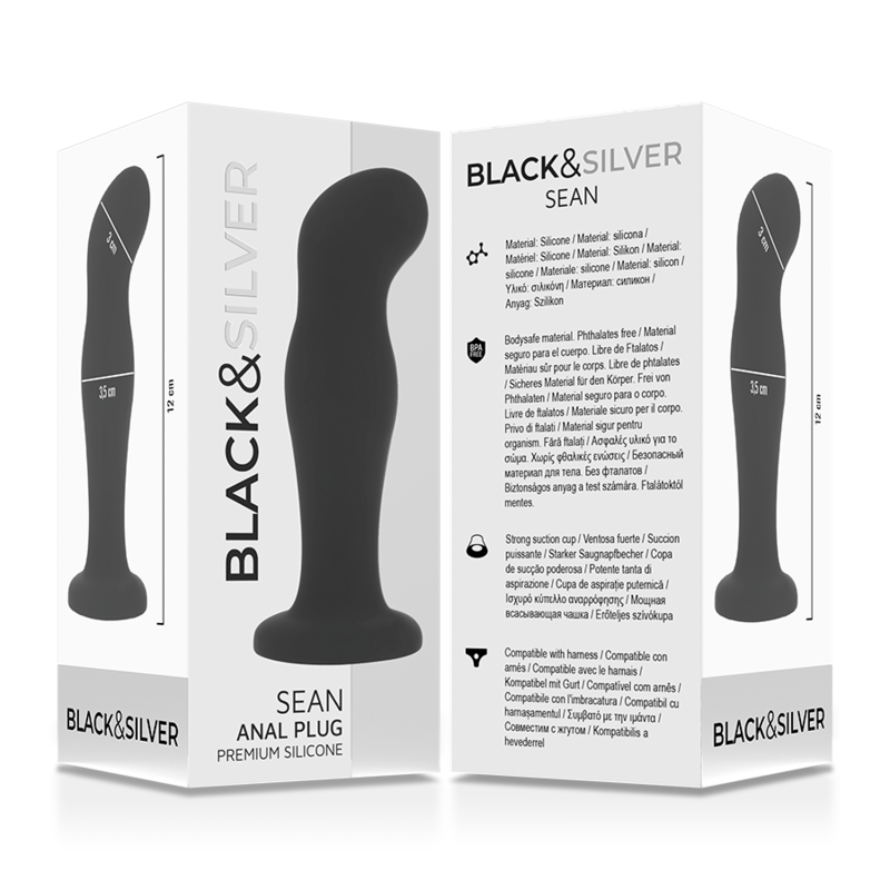 BLACK&SILVER - SEAN PLUG ANAL PREMIUM SILICONE BLACK - ToysByMonk