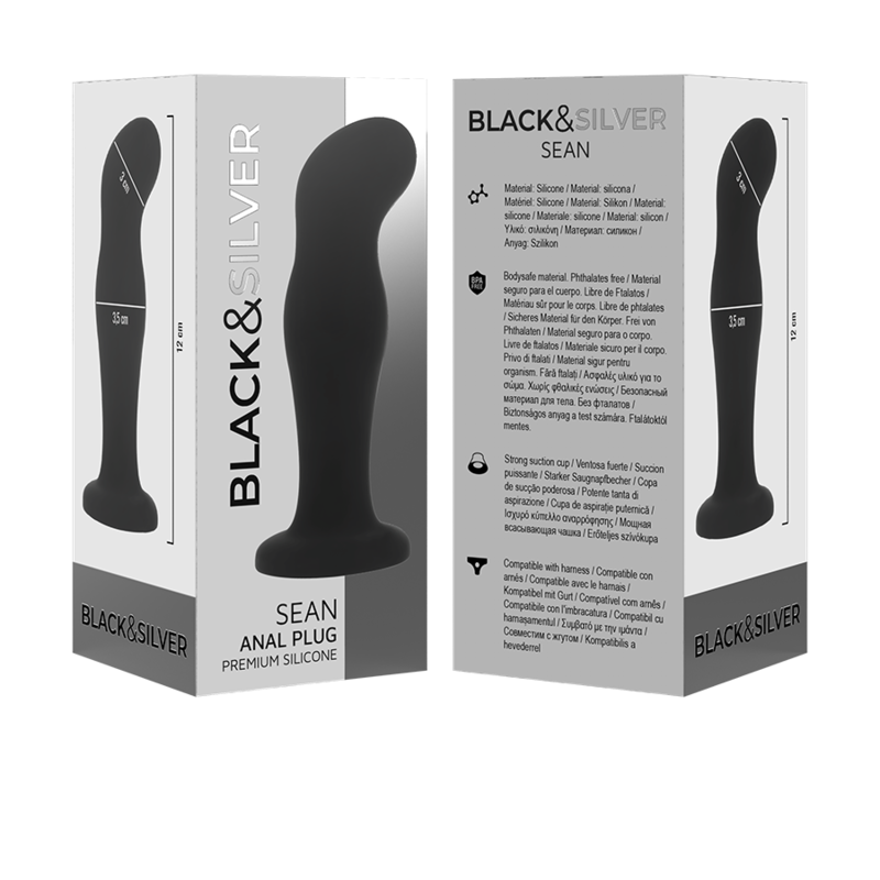 BLACK&SILVER - SEAN PLUG ANAL PREMIUM SILICONE BLACK - ToysByMonk