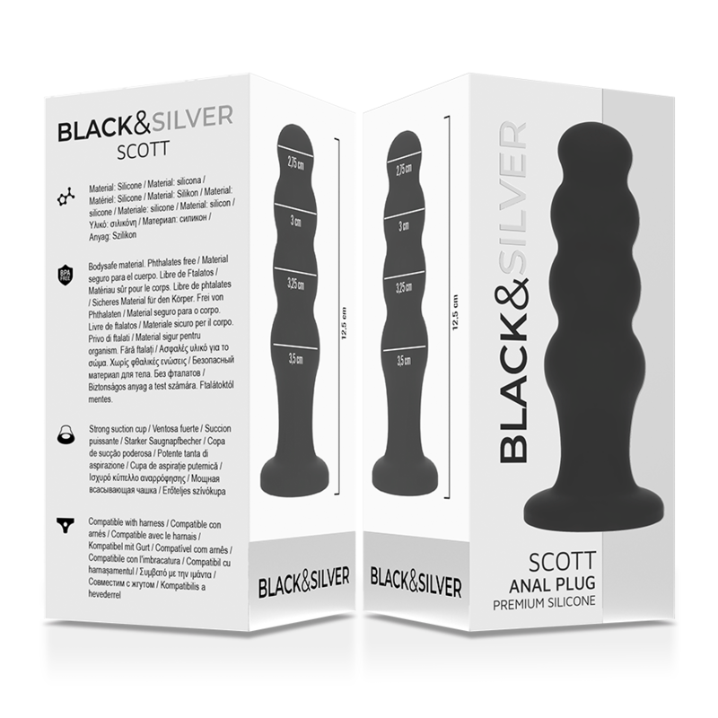 BLACK&SILVER - SCOTT PREMIUM SILICONE ANAL PLUG BLACK BLACK&SILVER