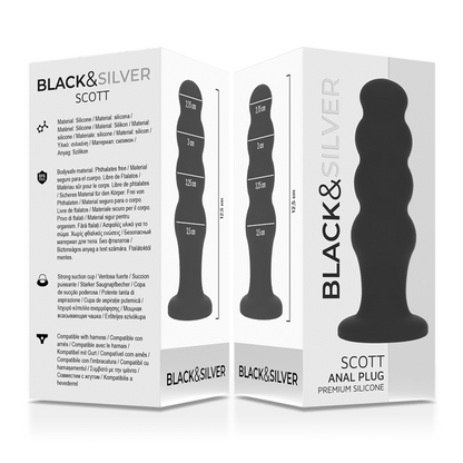 BLACK&SILVER - SCOTT PREMIUM SILICONE ANAL PLUG BLACK BLACK&SILVER