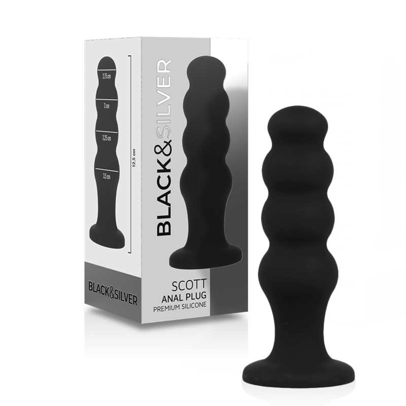 BLACK&SILVER - SCOTT PREMIUM SILICONE ANAL PLUG BLACK BLACK&SILVER