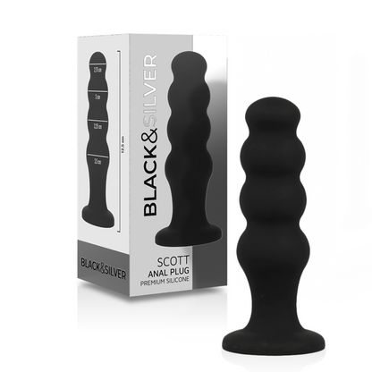 BLACK&SILVER - SCOTT PREMIUM SILICONE ANAL PLUG BLACK BLACK&SILVER