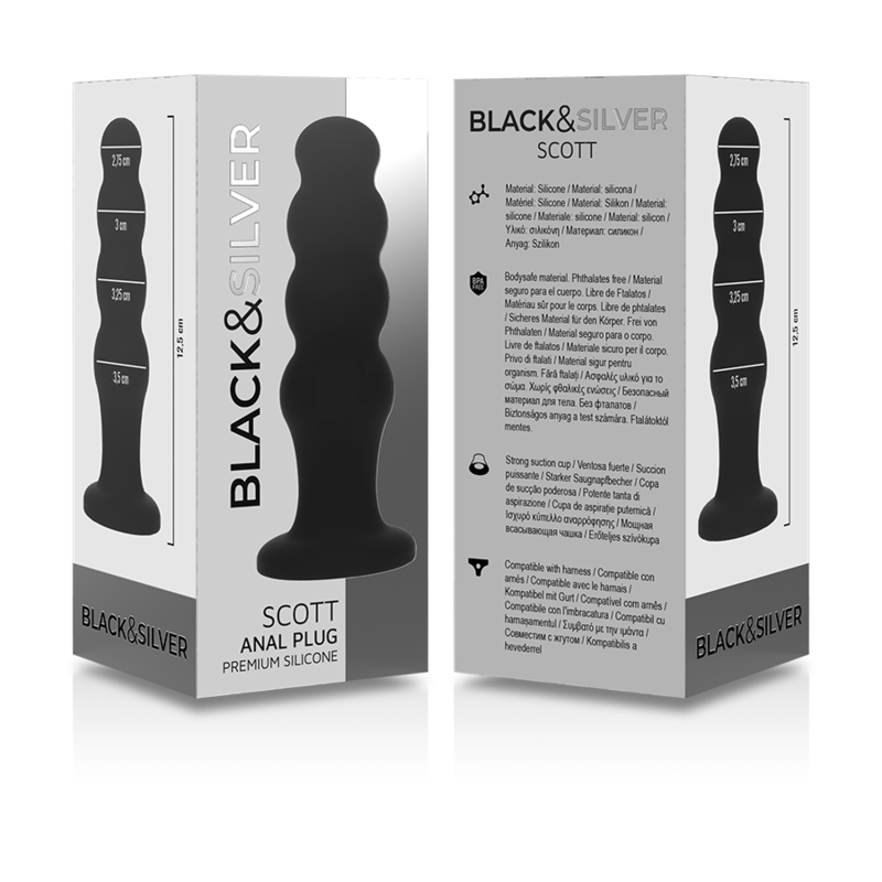BLACK&SILVER - SCOTT PREMIUM SILICONE ANAL PLUG BLACK BLACK&SILVER