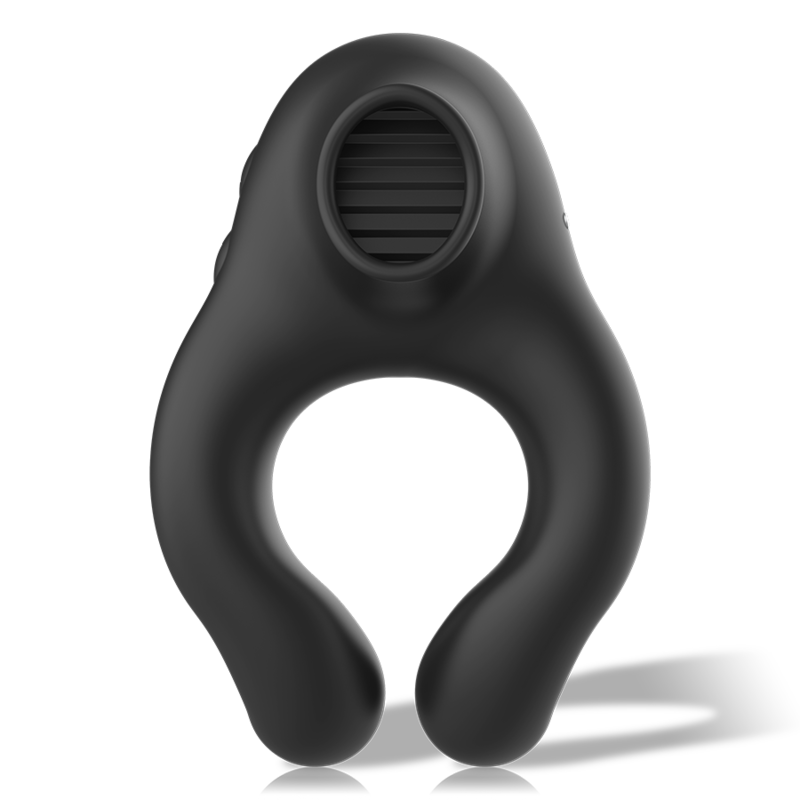 BLACK&SILVER - SILICONE VIBRATOR RING 3 MOTORS RECHARGEABLE BLACK BLACK&SILVER