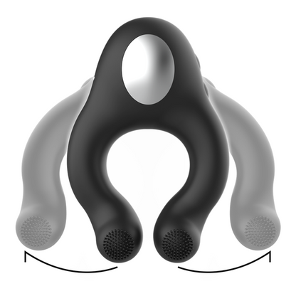 BLACK&SILVER - SILICONE VIBRATOR RING 3 MOTORS RECHARGEABLE BLACK BLACK&SILVER
