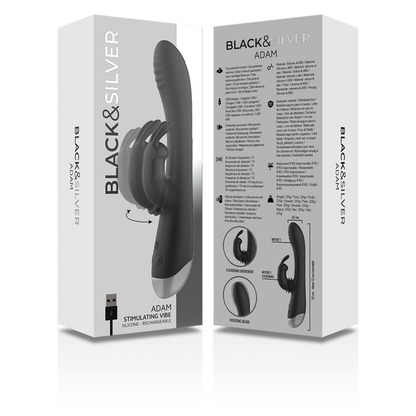 BLACK&SILVER - DJ. ADAM RECHARGEABLE SILICONE RABBIT STIMULATOR BLACK - ToysByMonk