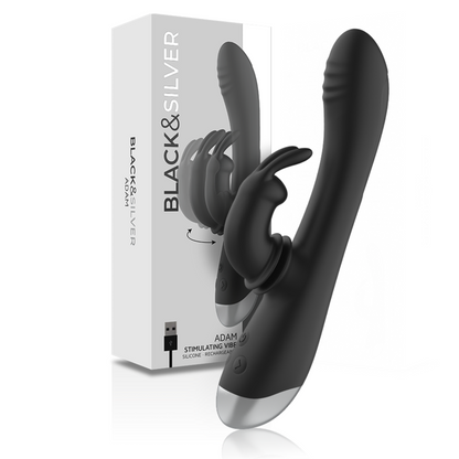 BLACK&SILVER - DJ. ADAM RECHARGEABLE SILICONE RABBIT STIMULATOR BLACK - ToysByMonk