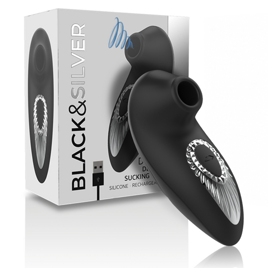 BLACK&SILVER - DRAKE DELUXE SUCKING VIBE RECHARGEABLE SILICONE BLACK BLACK&SILVER