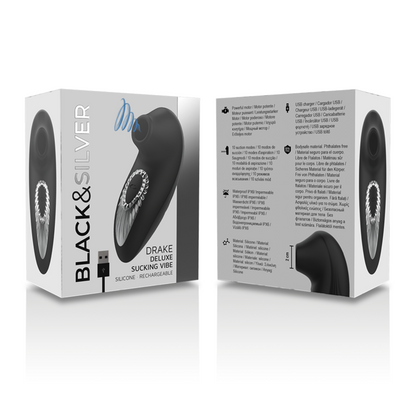 BLACK&SILVER - DRAKE DELUXE SUCKING VIBE RECHARGEABLE SILICONE BLACK BLACK&SILVER