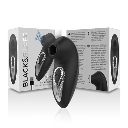 BLACK&SILVER - DRAKE DELUXE SUCKING VIBE RECHARGEABLE SILICONE BLACK BLACK&SILVER